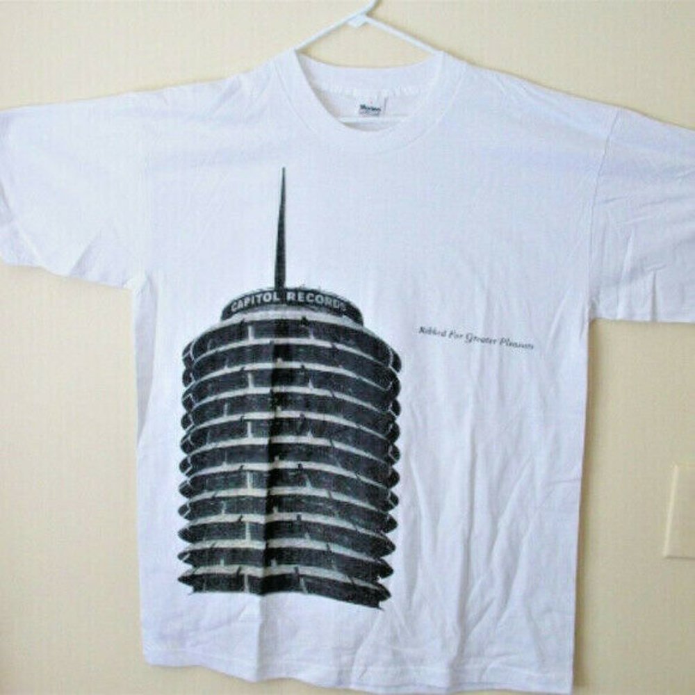 CAPITOL Records Label Shirt Sz XL S/S Ribbed For Your Pleasure VINTAGE